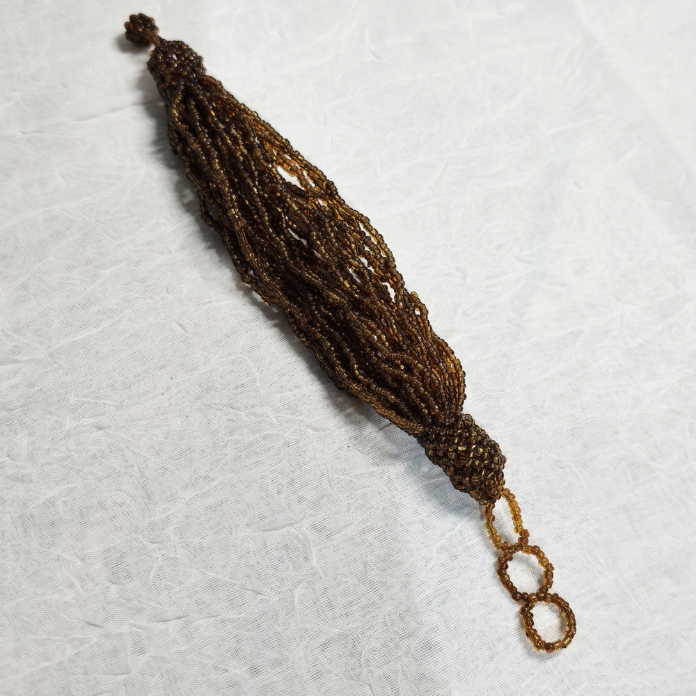 $3 with $5+ Bundle•Chic Multi-Strand Brown Glass Seed Bead Bracelet 0258 - Picture 5 of 5